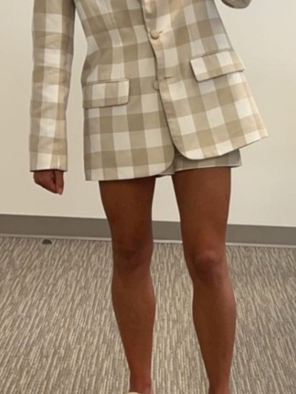English Factory Gingham Check Oversized Blazer